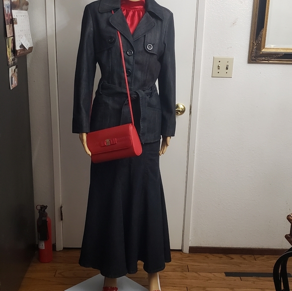 Baccini Dark Denim Utility Styled Shacket Button Front with Belt Size: M - Picture 2 of 6